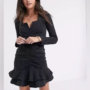 River Island Ruched Denim Mini Dress Size Small